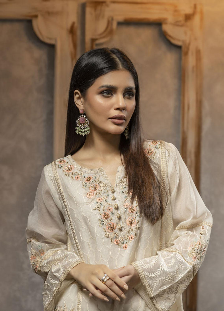 Dhanak Luxury Pret  Organza Shirt DA-1693 OFF-WHITE