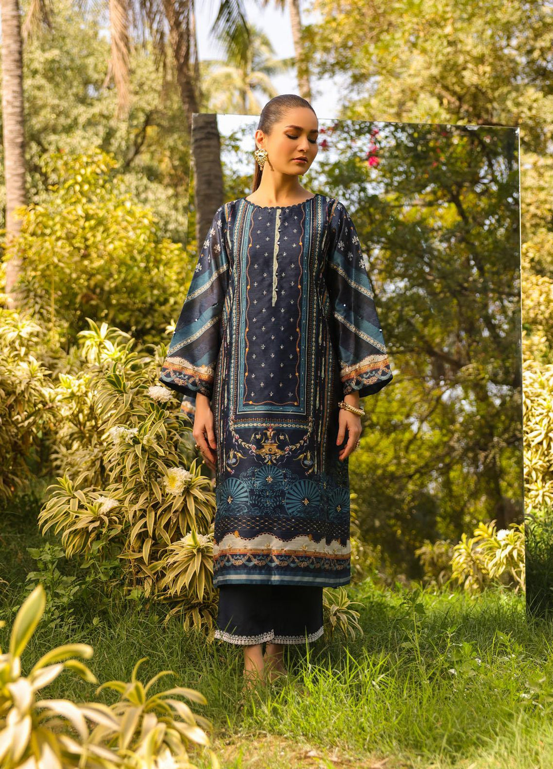 Dhanak Pret  Silk 2 Piece Dress DC-2136 BLUE
