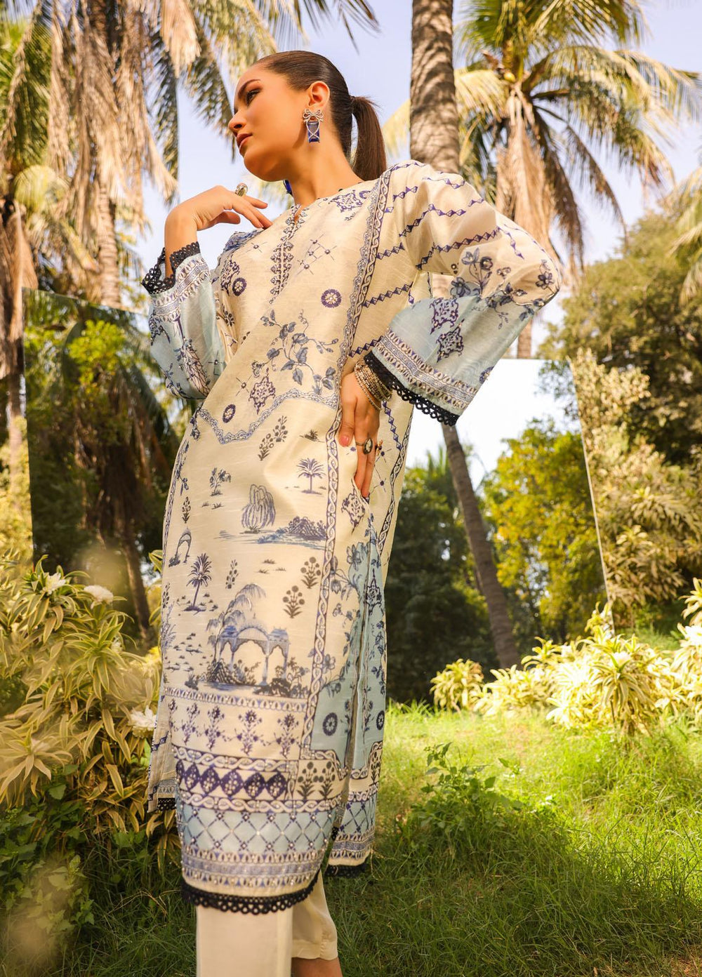 Dhanak Pret  Silk 2 Piece Dress DC-2137 OFF WHITE
