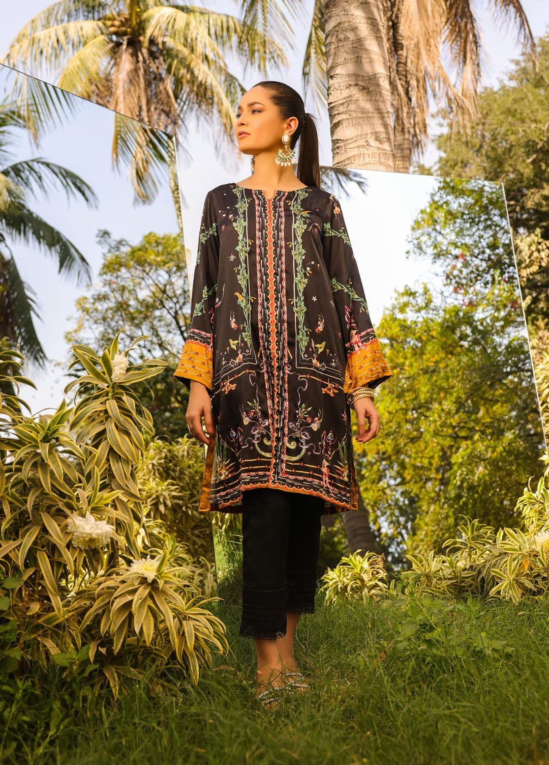 Dhanak Pret  Silk 2 Piece Dress DC-2138 BLACK