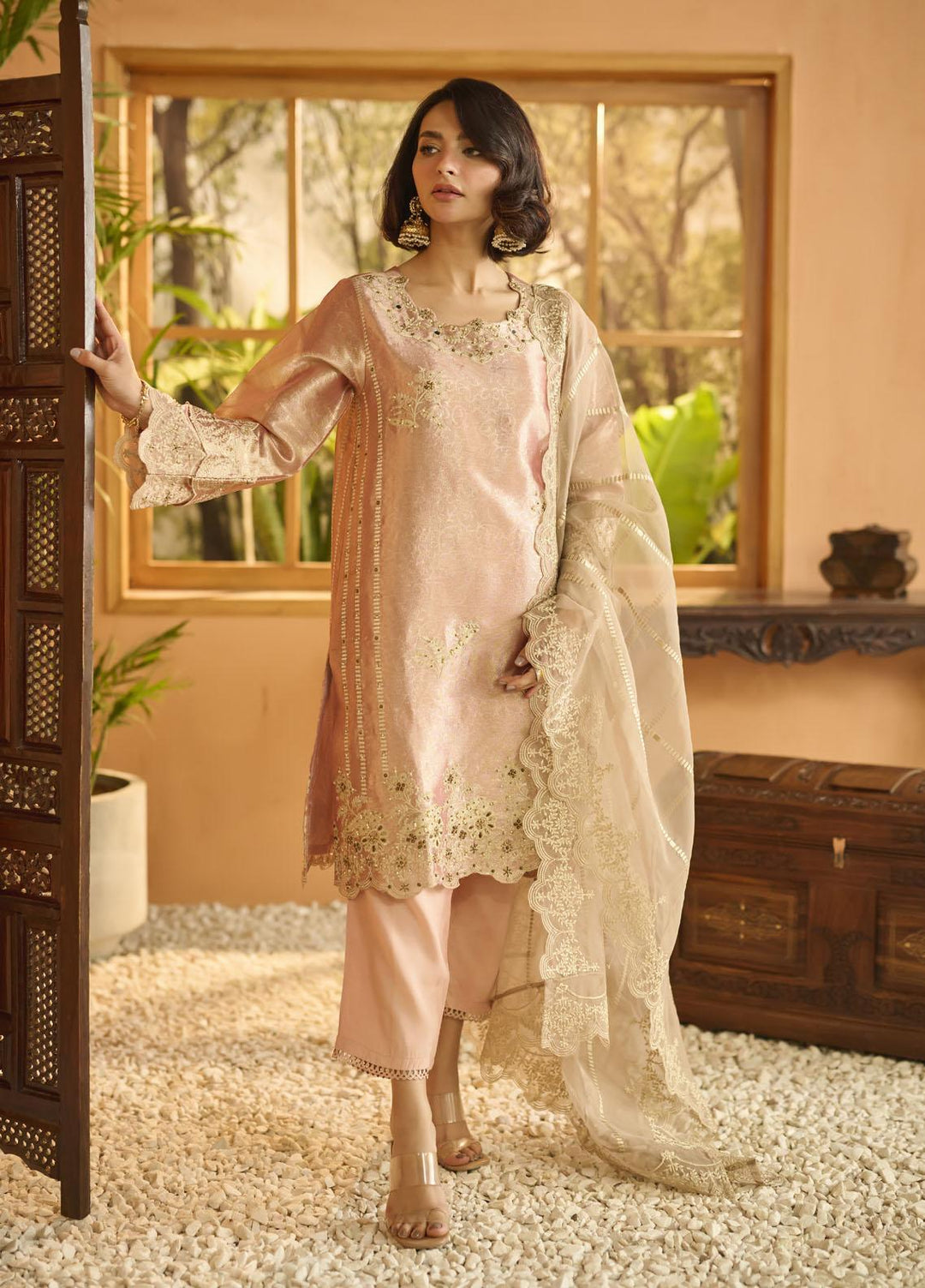Dhanak Pret   3 Piece Suit DL-0214 PINK