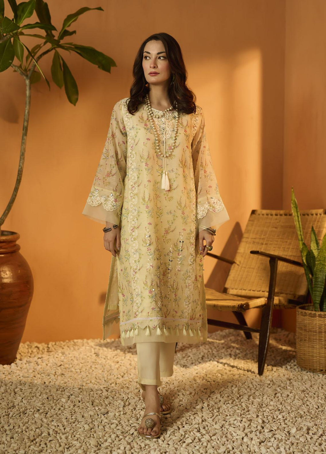 Dhanak Pret   Kurta DA-2069 LEMON