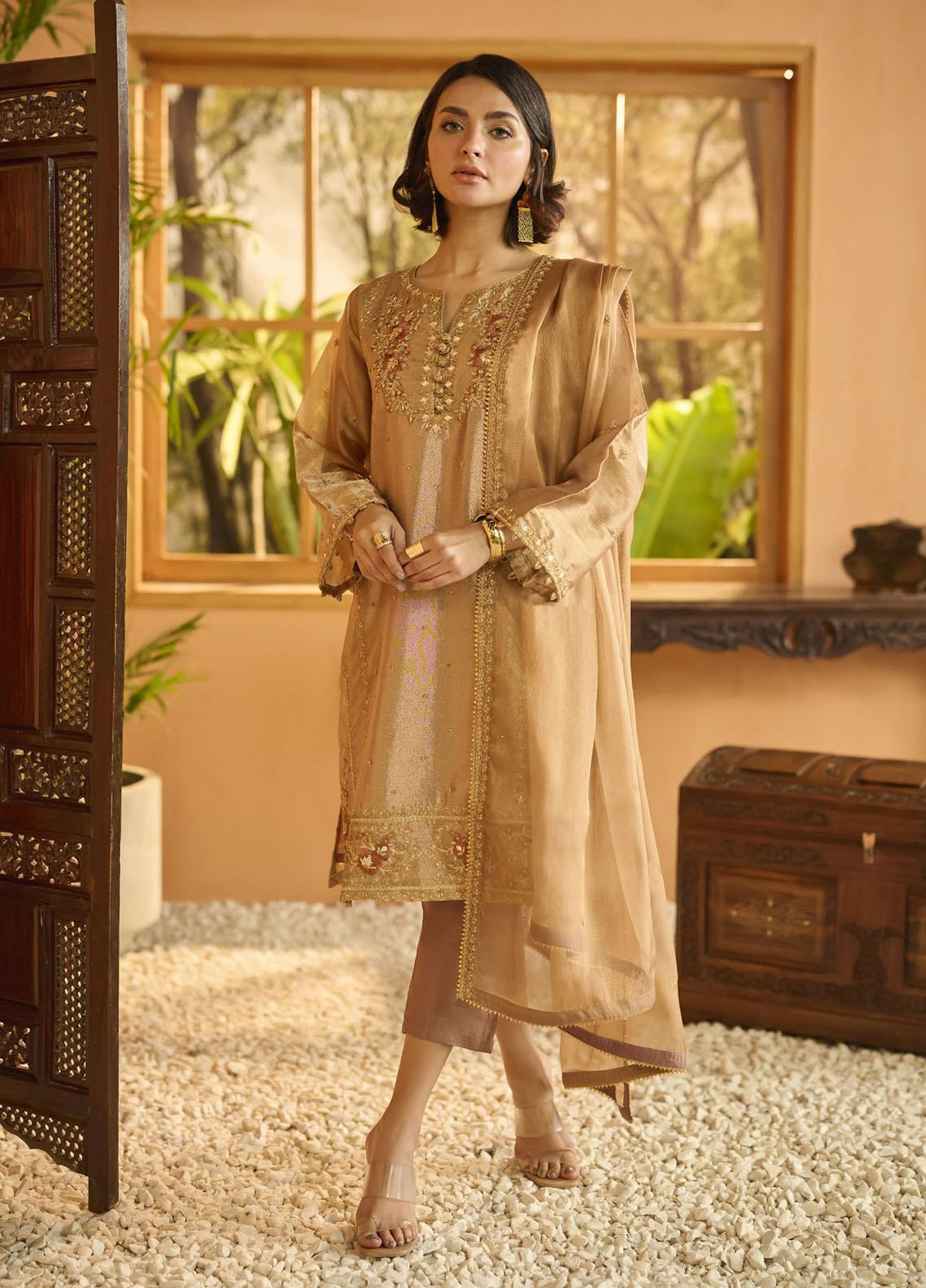 Dhanak Pret   3 Piece Suit DL-0183 COPPER