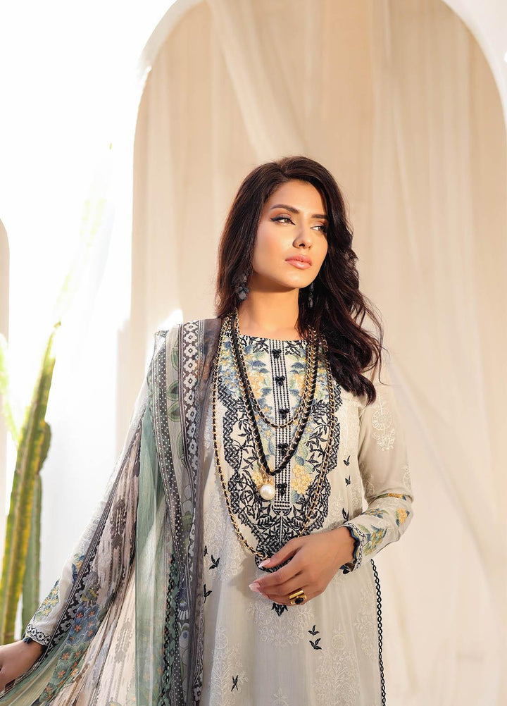 Kiara By Dhanak Embroidered Lawn Suits Unstitched 3 Piece DU-3122 L-GREY - Signature Summer Collection