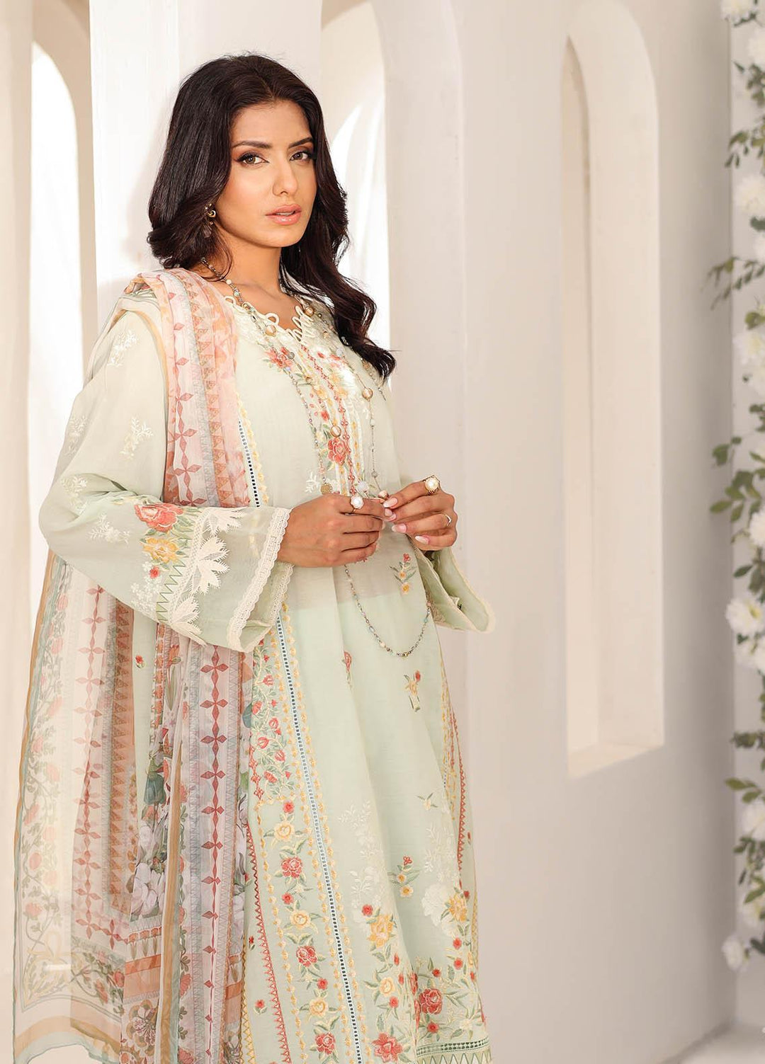 Kiara By Dhanak Embroidered Lawn Suits Unstitched 3 Piece DU-3123 L-GREEN - Signature Summer Collection
