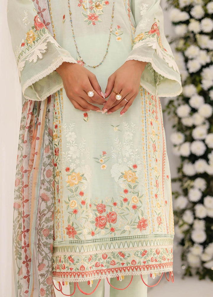 Kiara By Dhanak Embroidered Lawn Suits Unstitched 3 Piece DU-3123 L-GREEN - Signature Summer Collection