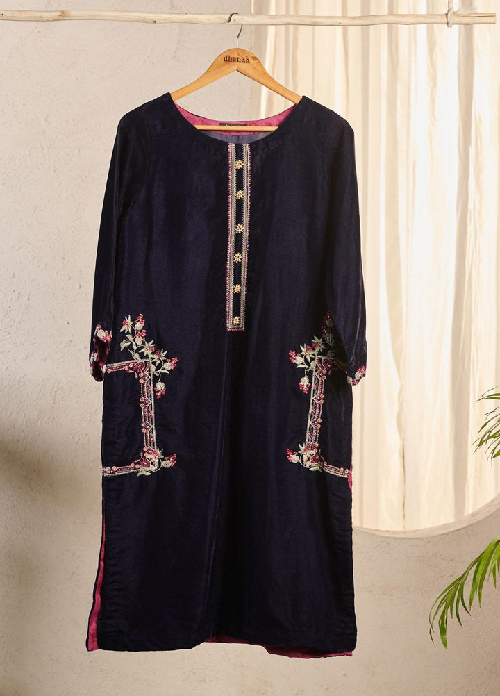 Dhanak Luxury Pret Embroidered Velvet Shirt DA-1541 BLUE