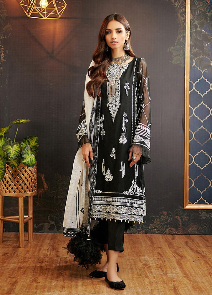 Dhanak Embroidered Khaadi Net Suits Unstitched 3 Piece DU-3066 - Luxury Collection