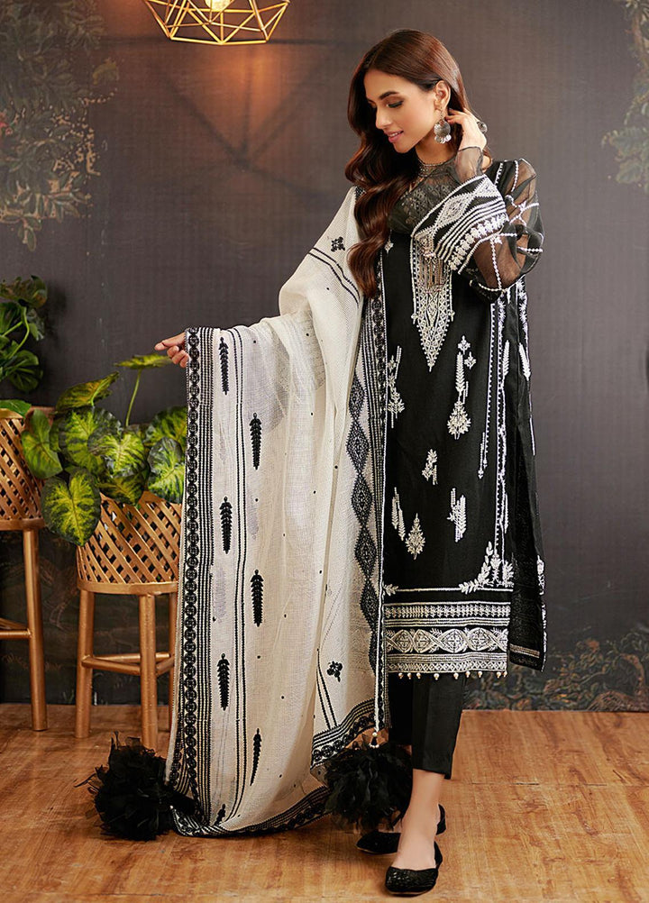 Dhanak Embroidered Khaadi Net Suits Unstitched 3 Piece DU-3066 - Luxury Collection