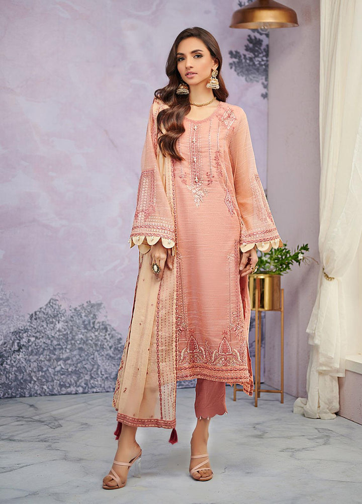 Dhanak Embroidered Net Suits Unstitched 3 Piece DU-3067 - Luxury Collection