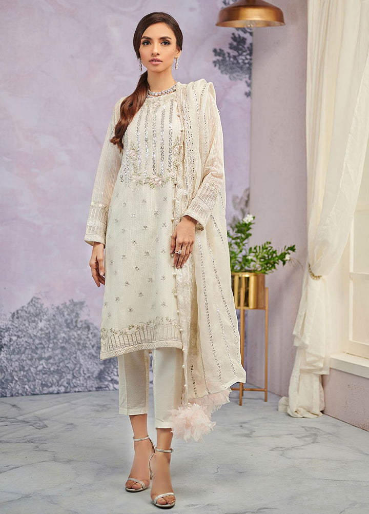 Dhanak Embroidered Organza Suits Unstitched 3 Piece DU-3069 - Luxury Collection