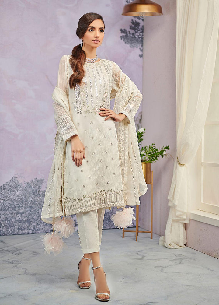 Dhanak Embroidered Organza Suits Unstitched 3 Piece DU-3069 - Luxury Collection