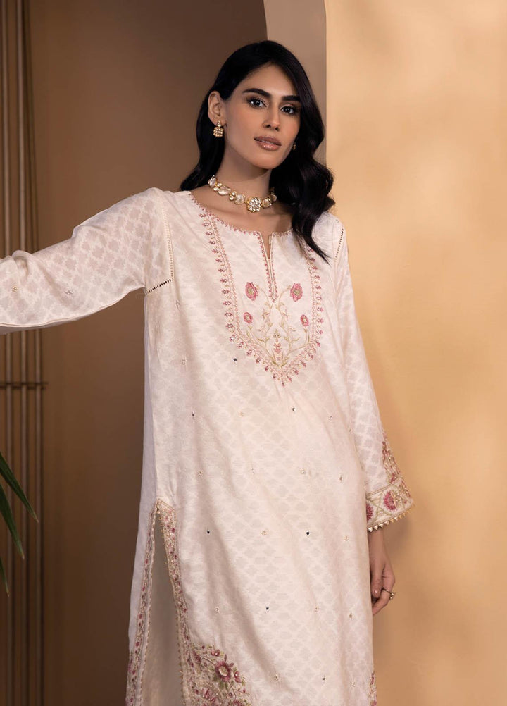 Dhanak Luxury Pret  Jacquard 2 Piece Suit DA-2080 OFF WHITE