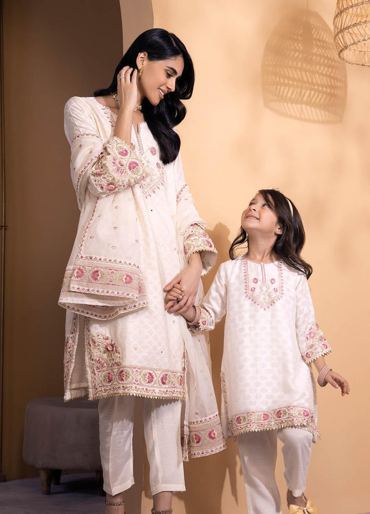 Dhanak Luxury Pret  Jacquard 2 Piece Suit DA-2080 OFF WHITE