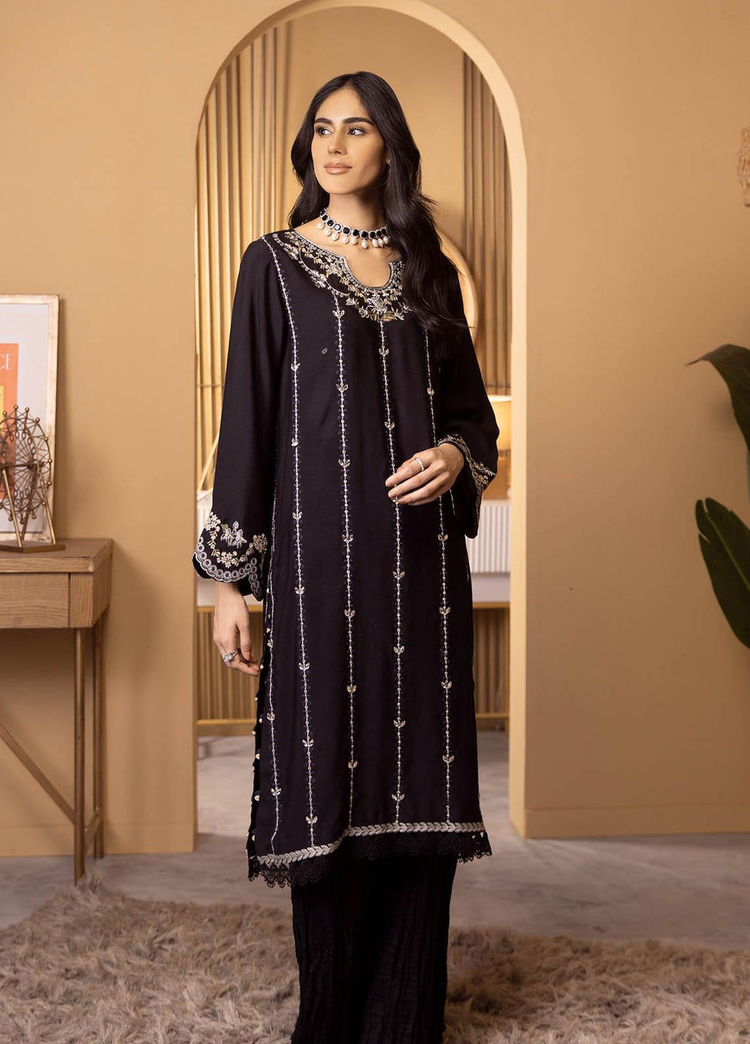 Dhanak Luxury Pret  Cotton Silk 2 Piece Suit DA-2117 BLACK