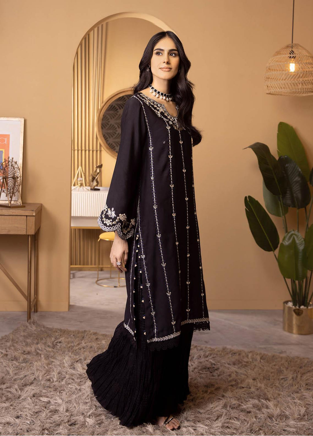 Dhanak Luxury Pret  Cotton Silk 2 Piece Suit DA-2117 BLACK