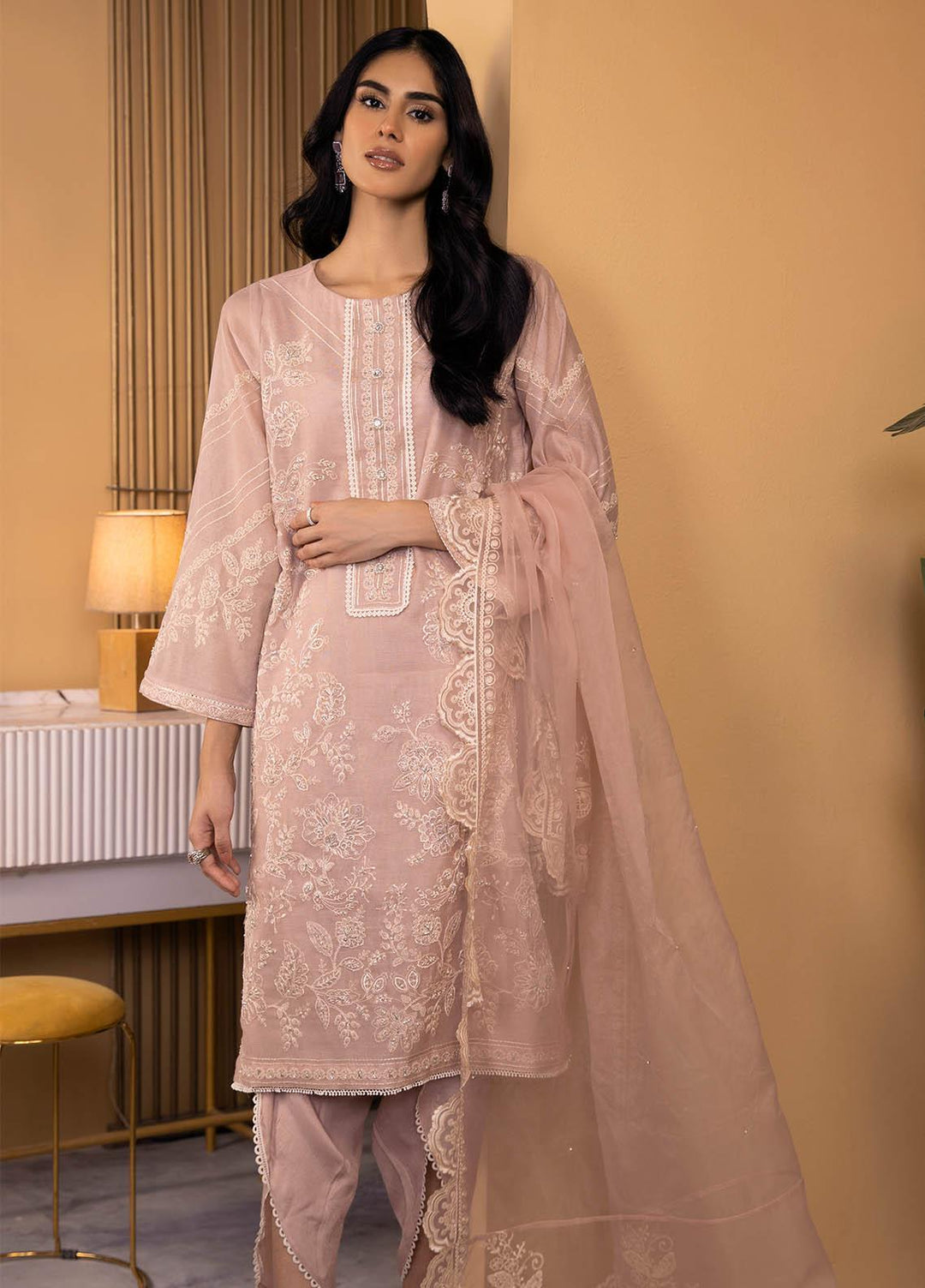 Dhanak Luxury Pret  Khaadi Net 2 Piece Suit DA-2121 PEACH