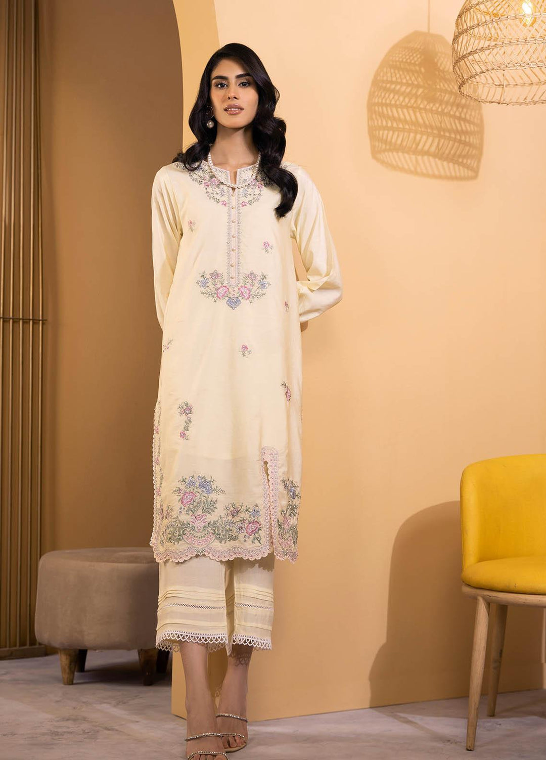 Dhanak Luxury Pret  Cotton Silk 2 Piece Suit DA-2123 LEMON