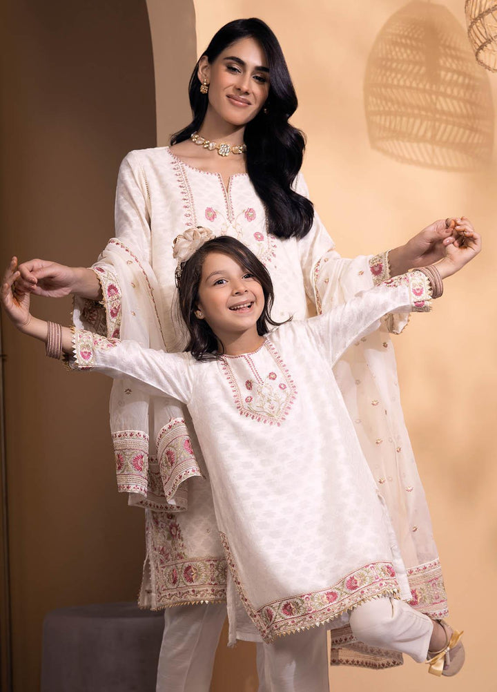 Dhanak Luxury Pret  Jacquard 2 Piece Suit DK-0139 OFF WHITE