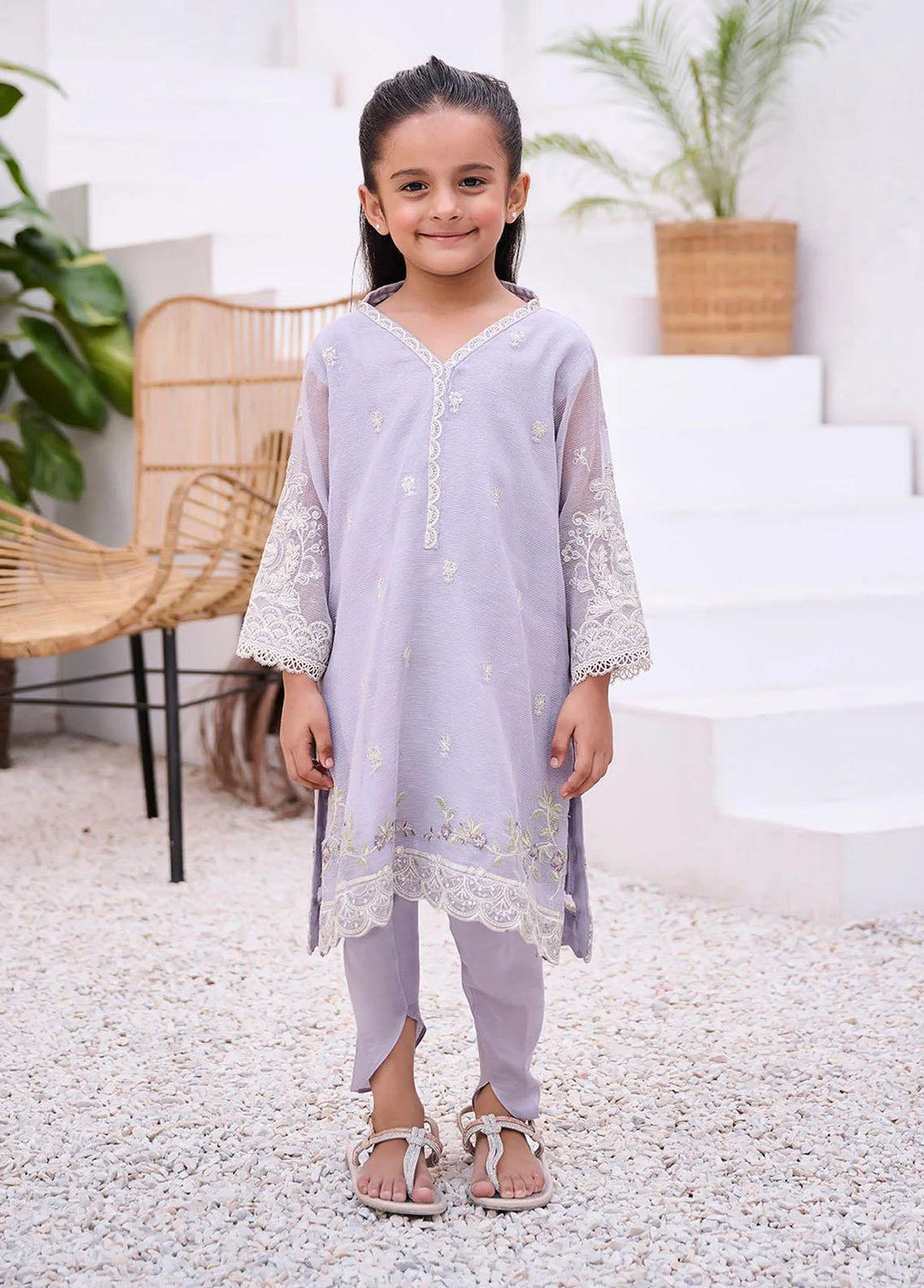 Dhanak Karandi Casual 2 Piece Suit for Girls - purple DHK23-MM2 DK-0153 LIGHT PURPLE