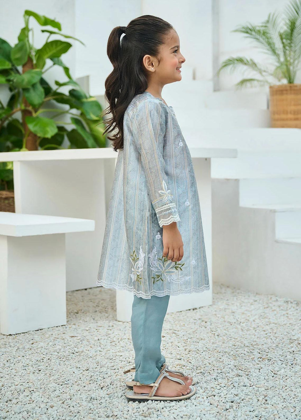 Dhanak Cotton Casual 2 Piece Suit for Girls - grey DHK23-MM2 DK-0156 GREY