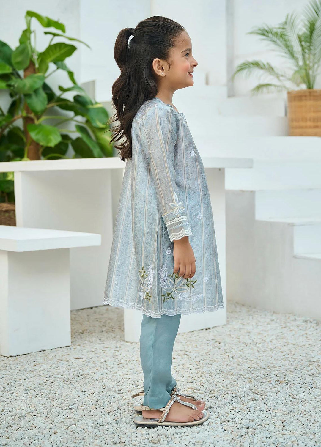 Dhanak Cotton Casual 2 Piece Suit for Girls - grey DHK23-MM2 DK-0156 GREY