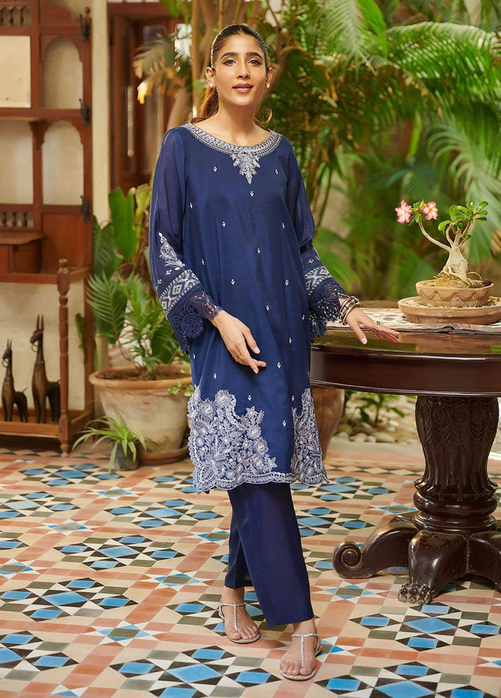 Dhanak Festive Pret Embroidered Cotton 2 Piece Suit DC-2048 NAVY BLUE