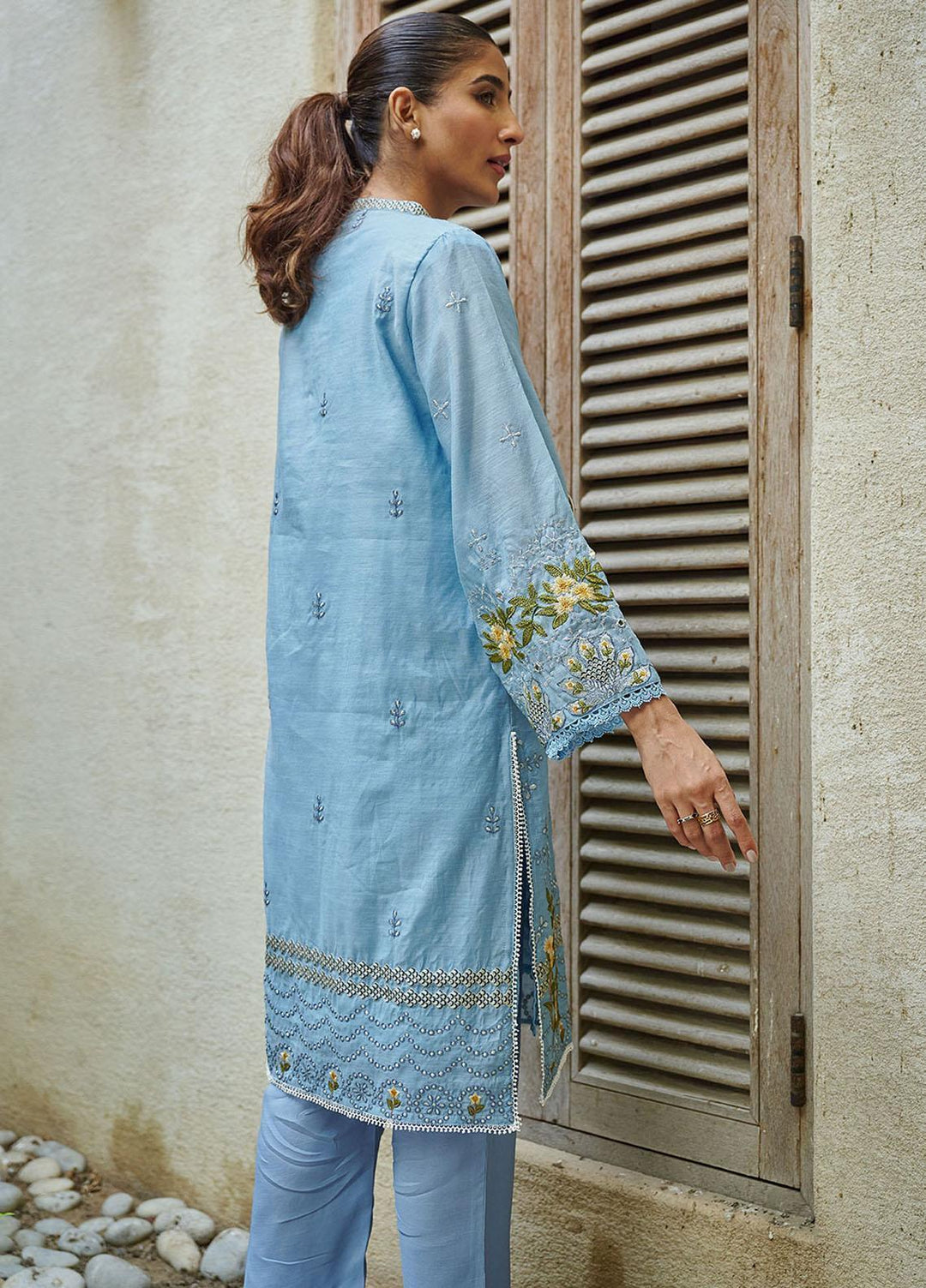 Dhanak Festive Pret Embroidered Cotton 2 Piece Suit DC-2055 TEAL BLUE
