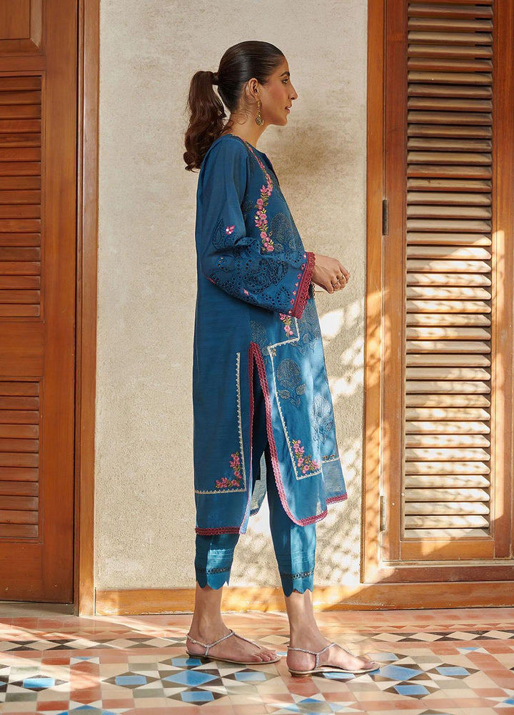Dhanak Festive Pret Embroidered Cotton 2 Piece Suit DC-2057 TURQUOISE BLUE