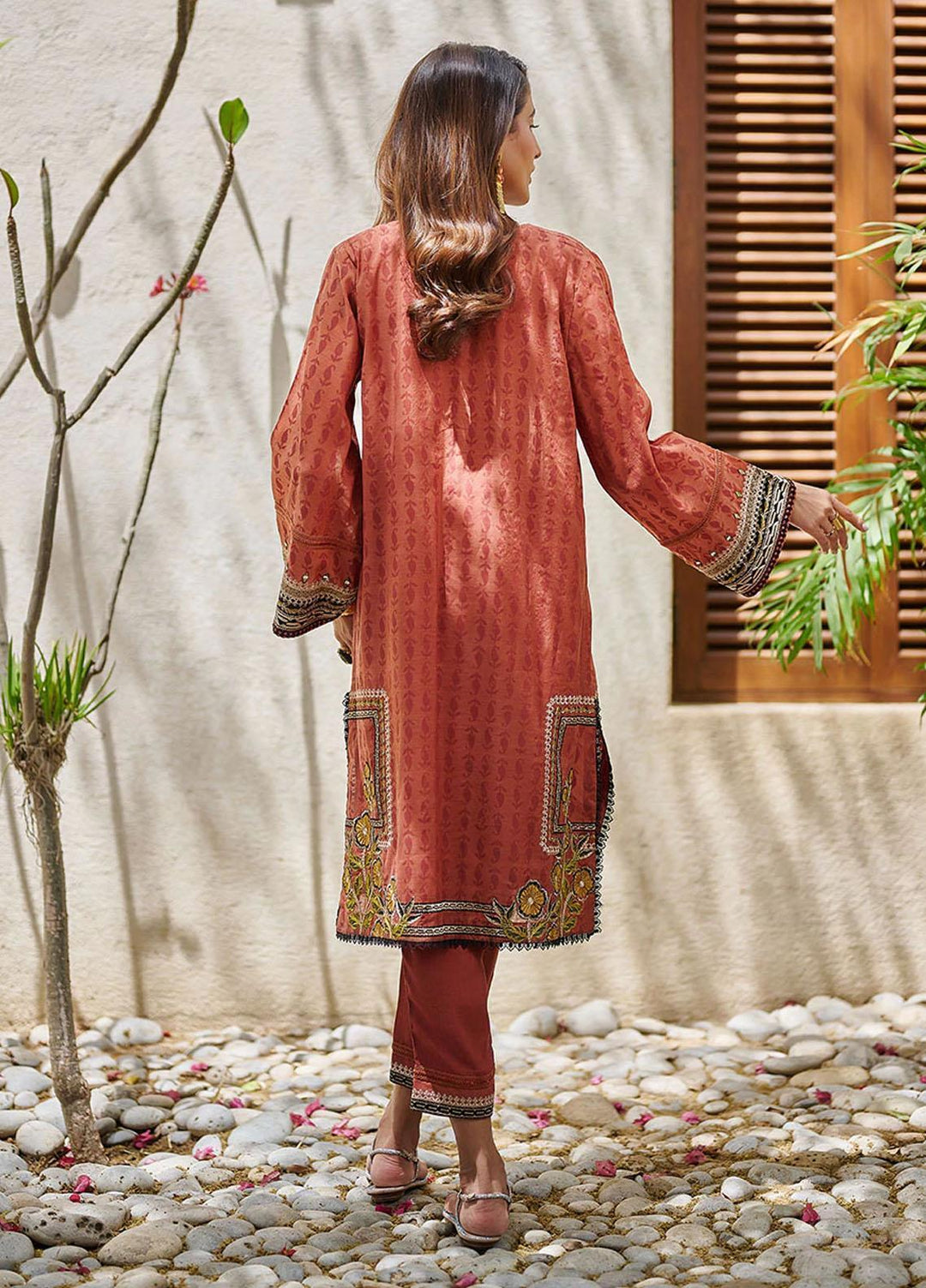 Dhanak Festive Pret Embroidered Cotton 2 Piece Suit DC-2053 RUST