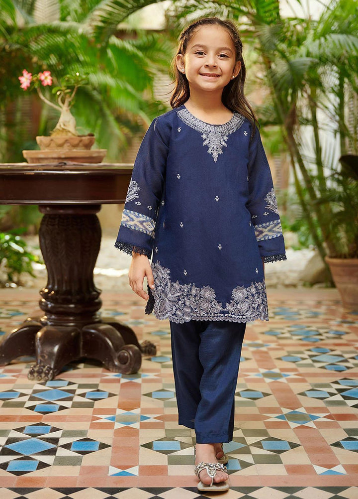 Dhanak Festive Pret Embroidered Cotton 2 Piece Suit DK-0121 NAVY BLUE
