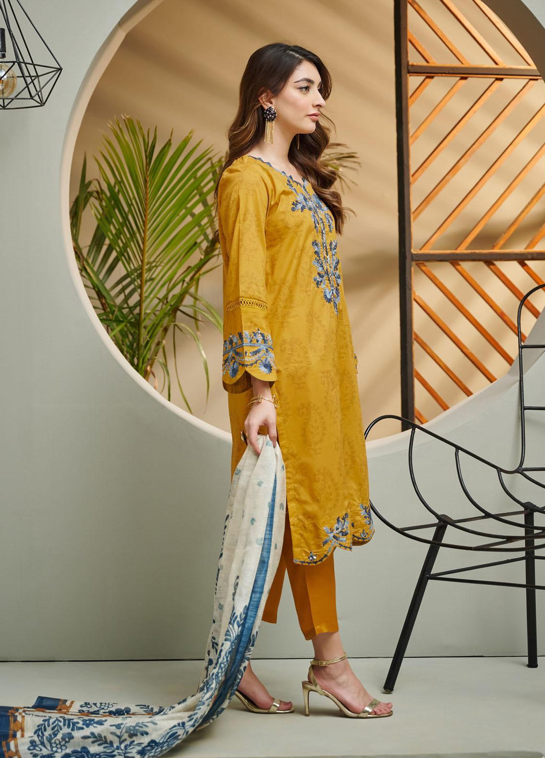 Dhanak Festive Pret Embroidered Lawn 2 Piece Suit DC-2031 MUSTARD