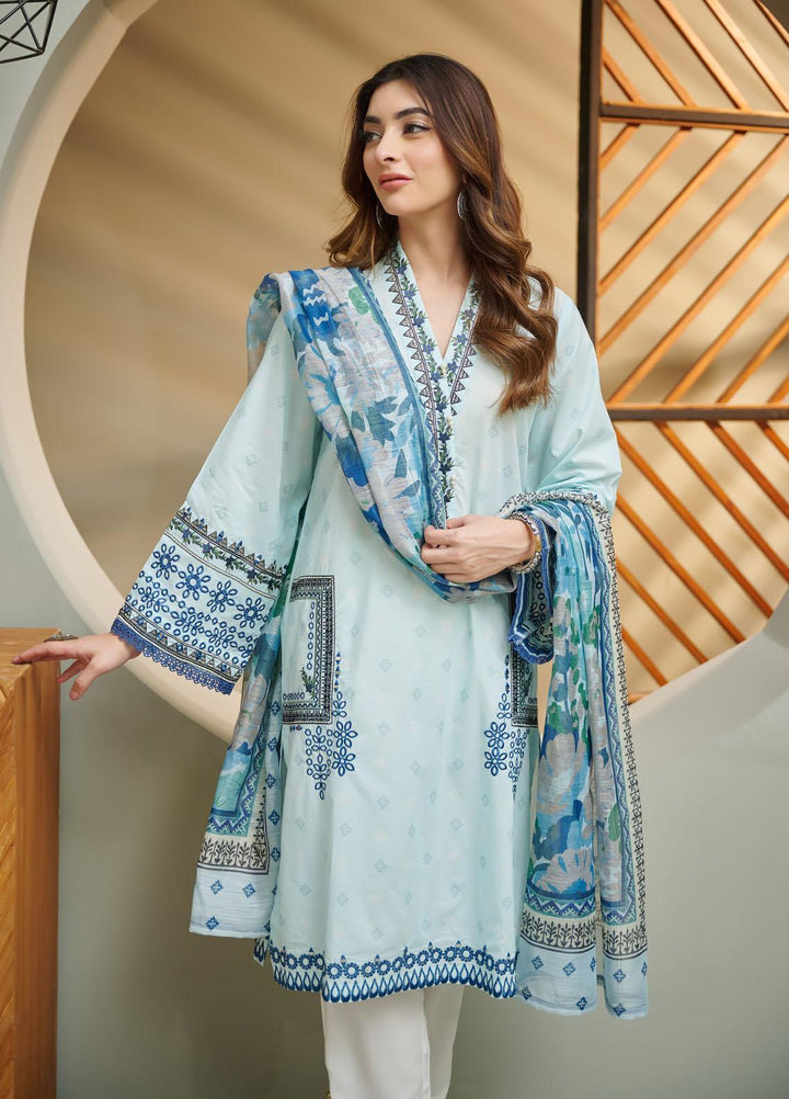 Dhanak Festive Pret Embroidered Lawn 2 Piece Suit DC-2030 SKY BLUE