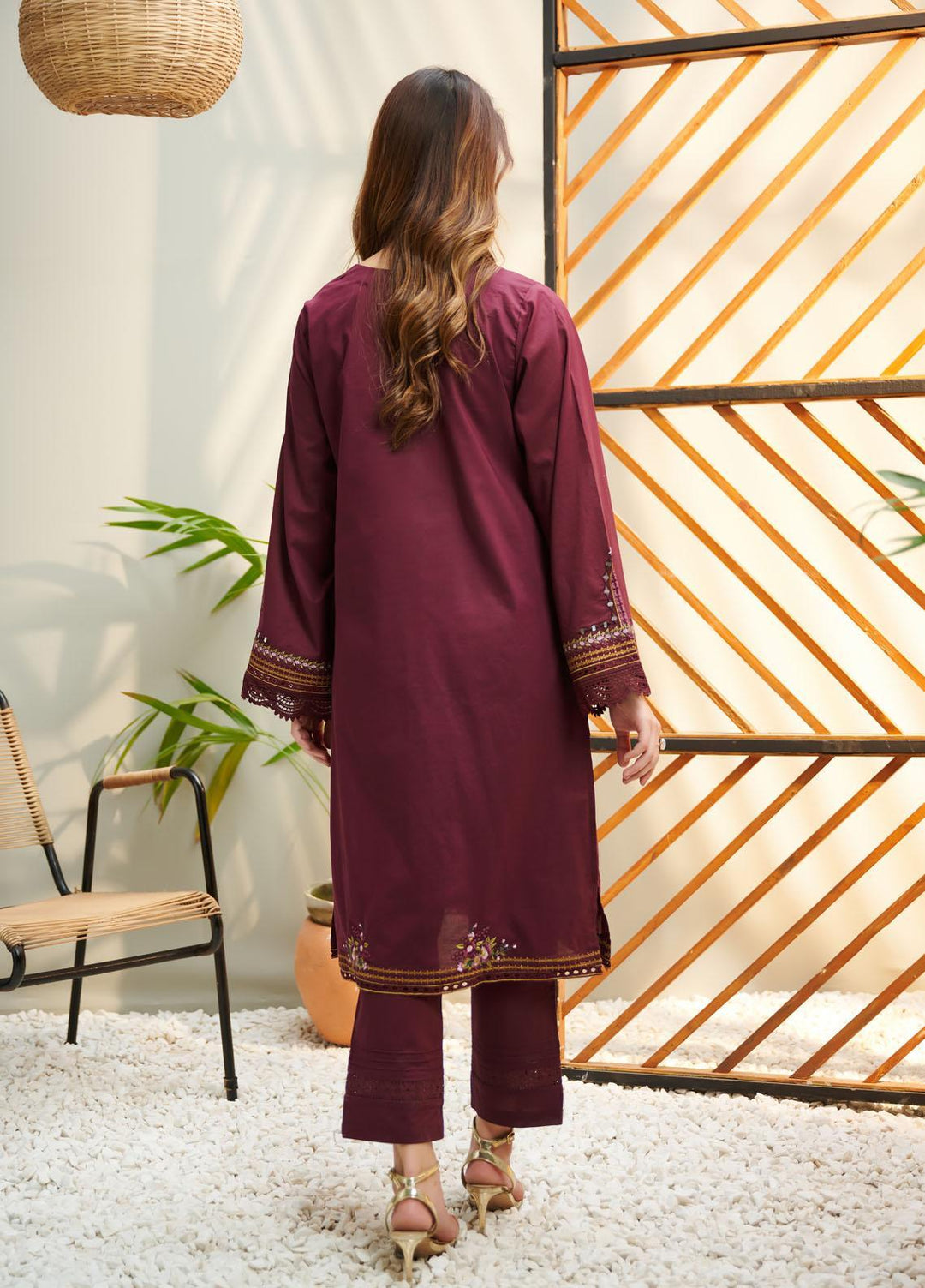 Dhanak Festive Pret Embroidered Lawn 2 Piece Suit DC-2040 BURGUNDY