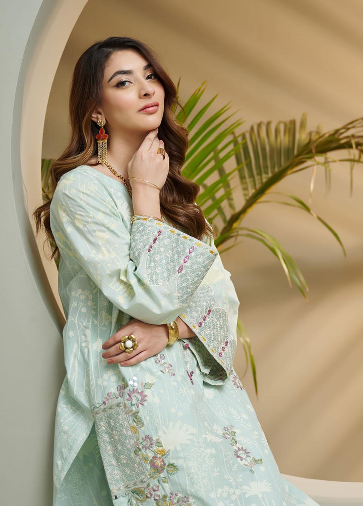 Dhanak Festive Pret Embroidered Lawn 2 Piece Suit DC-2035 LIGHT GREEN