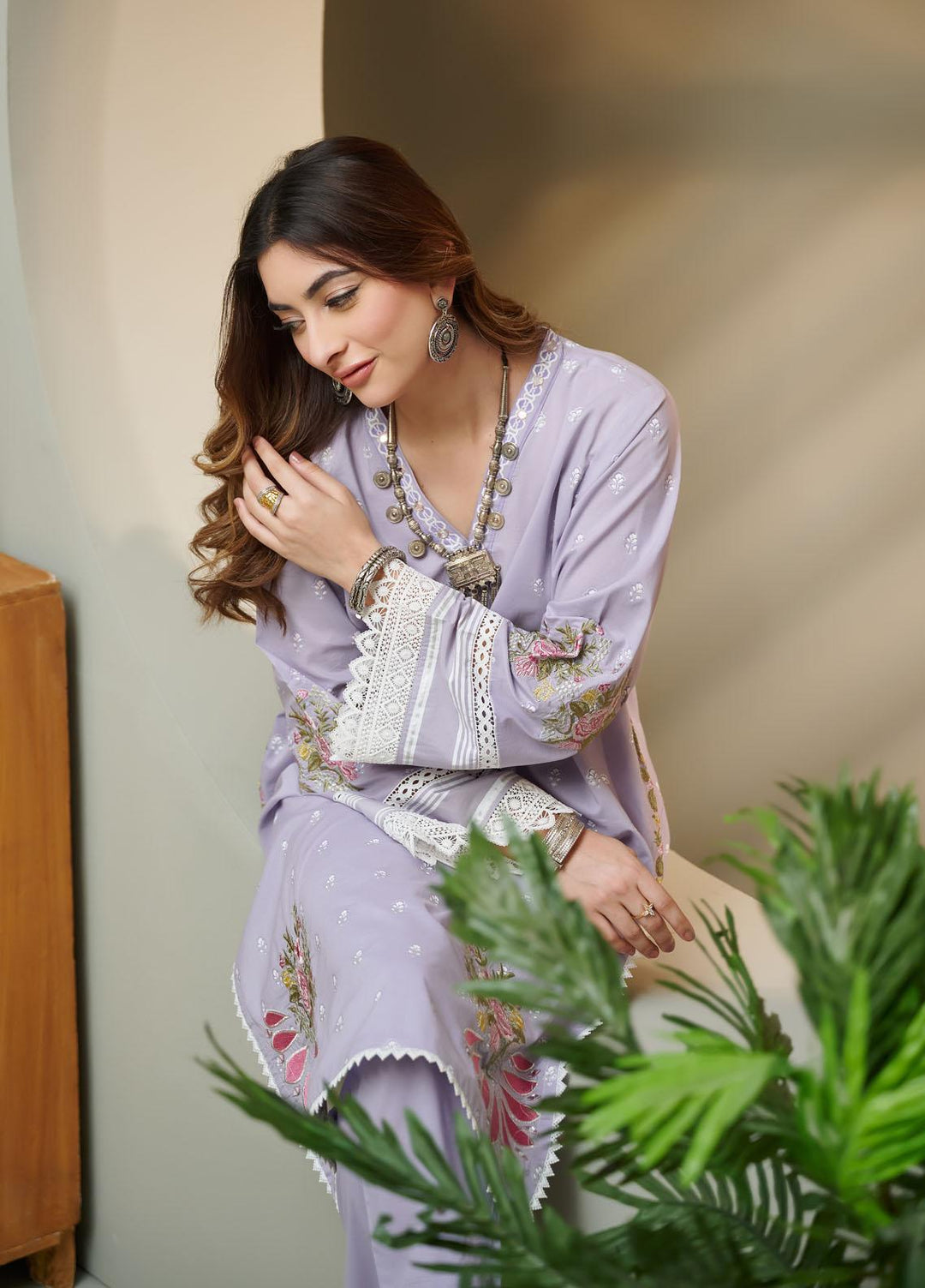 Dhanak Festive Pret Embroidered Lawn 2 Piece Suit DC-2037 LIGHT PURPLE