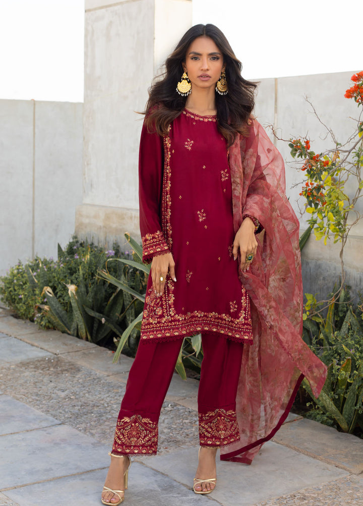 Dhanak Pret Embroidered  2 Piece Suit SS24DA-2290 MAROON