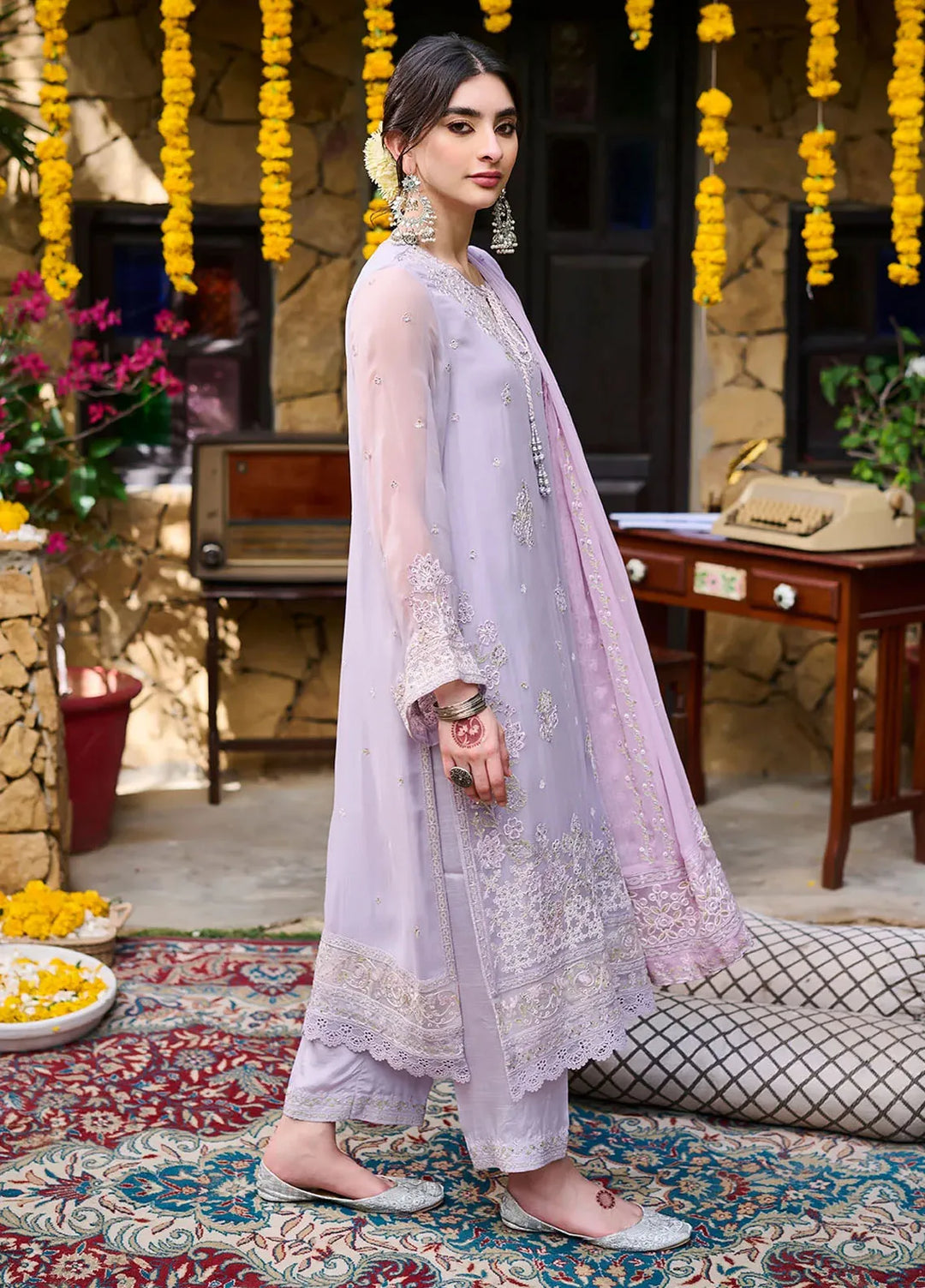 Dhanak Pret Embroidered Chiffon 2 Piece Suit SS24DA-2371 Purple