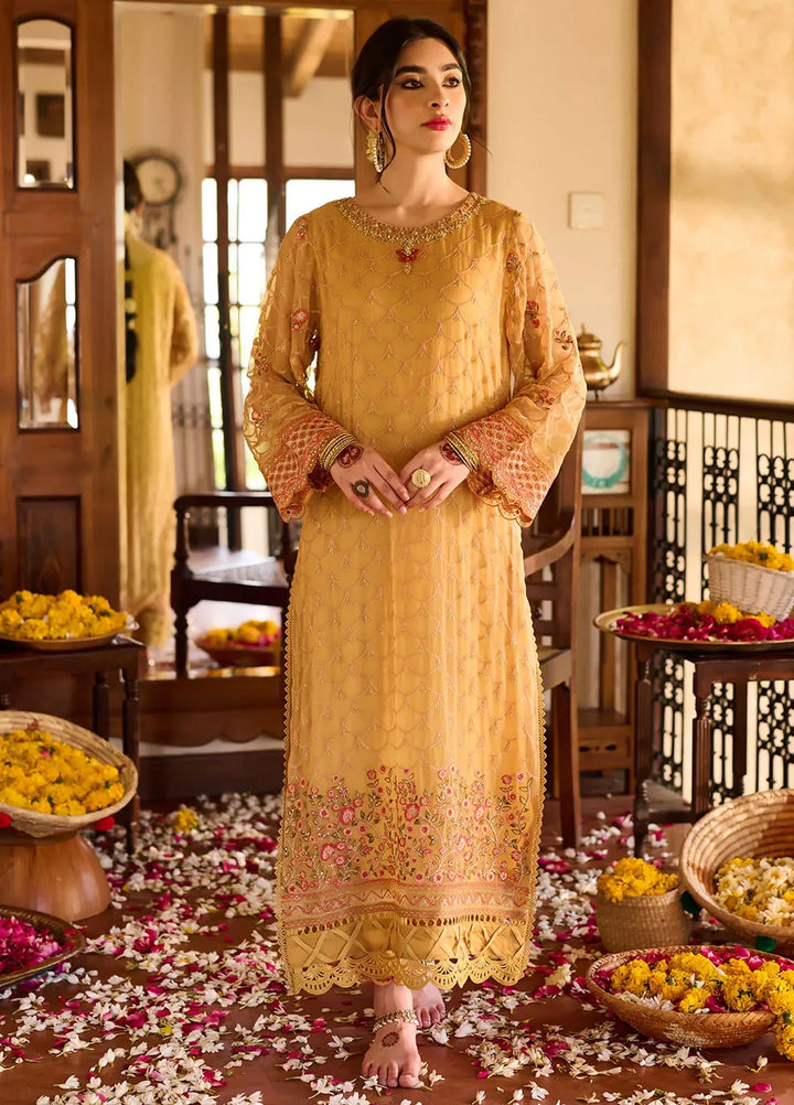 Dhanak Pret Embroidered Chiffon 2 Piece Suit SS24DA-2376 Mustard