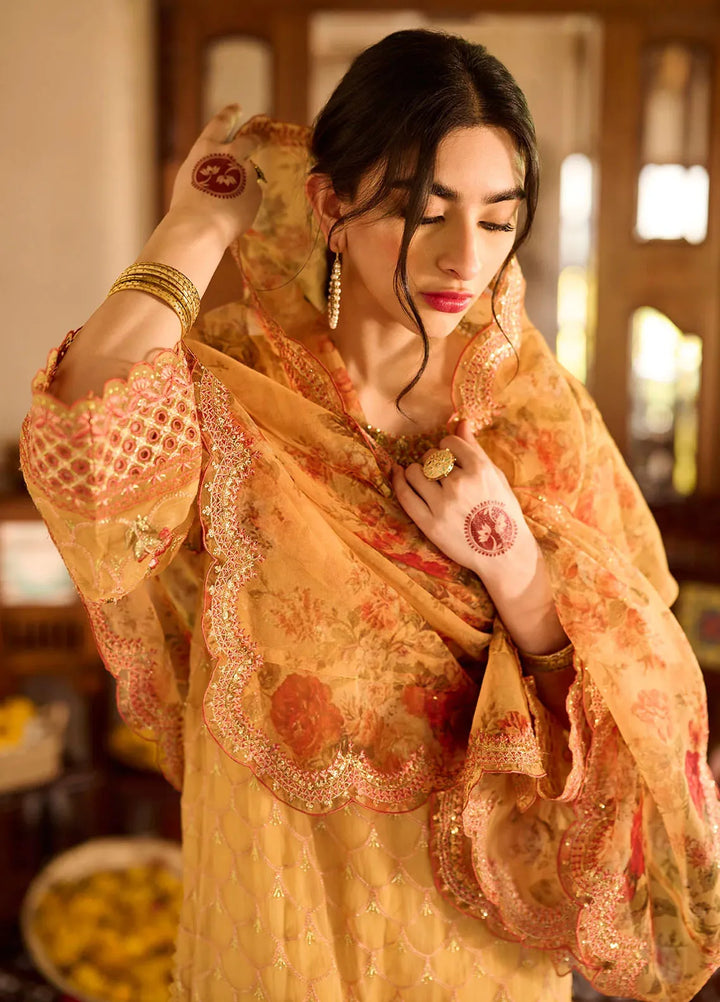 Dhanak Pret Embroidered Chiffon 2 Piece Suit SS24DA-2376 Mustard