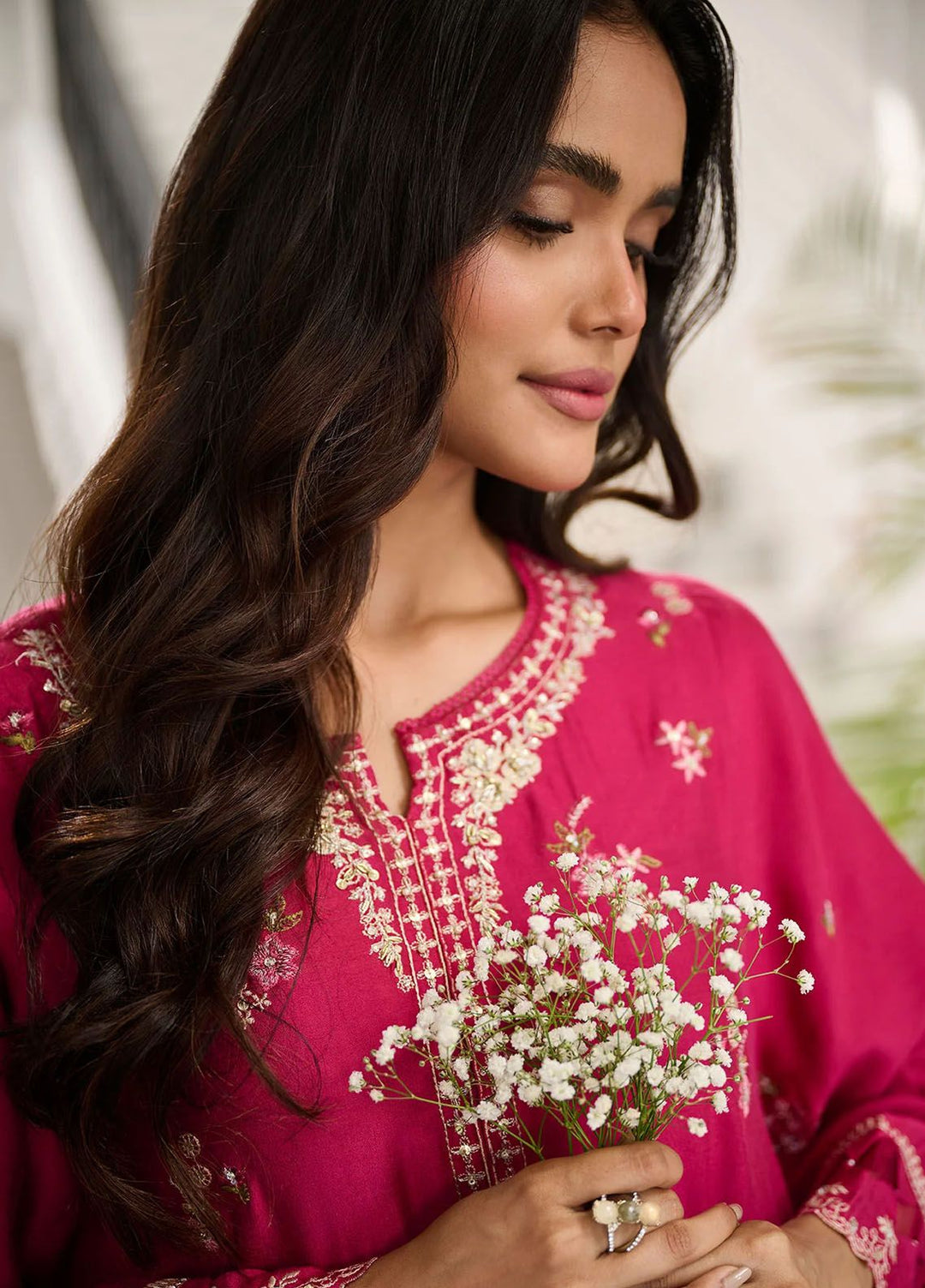 Dhanak Pret Embroidered Cotton Silk 2 Piece Suit SS24DA-2379 Pink