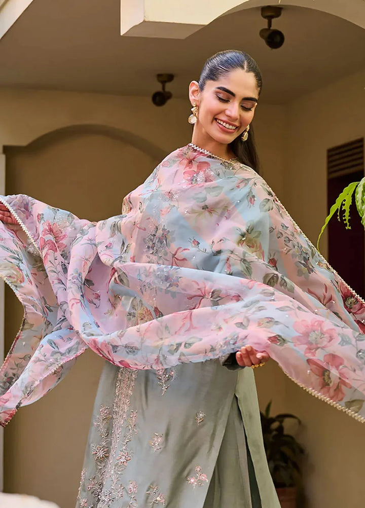 Dhanak Pret Embroidered Cotton Silk 3 Piece Suit SS24DL-0289 Green