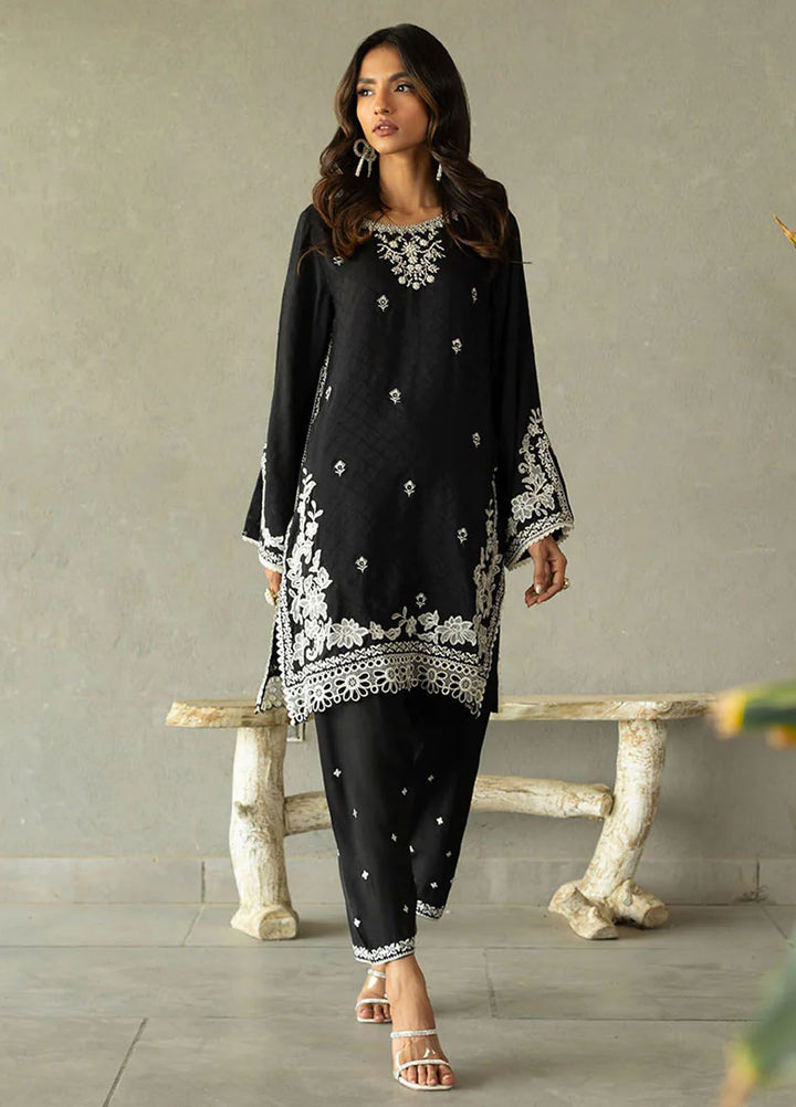 Dhanak Pret Embroidered Jacquard 2 Piece Suit SS24DA-2368 BLACK