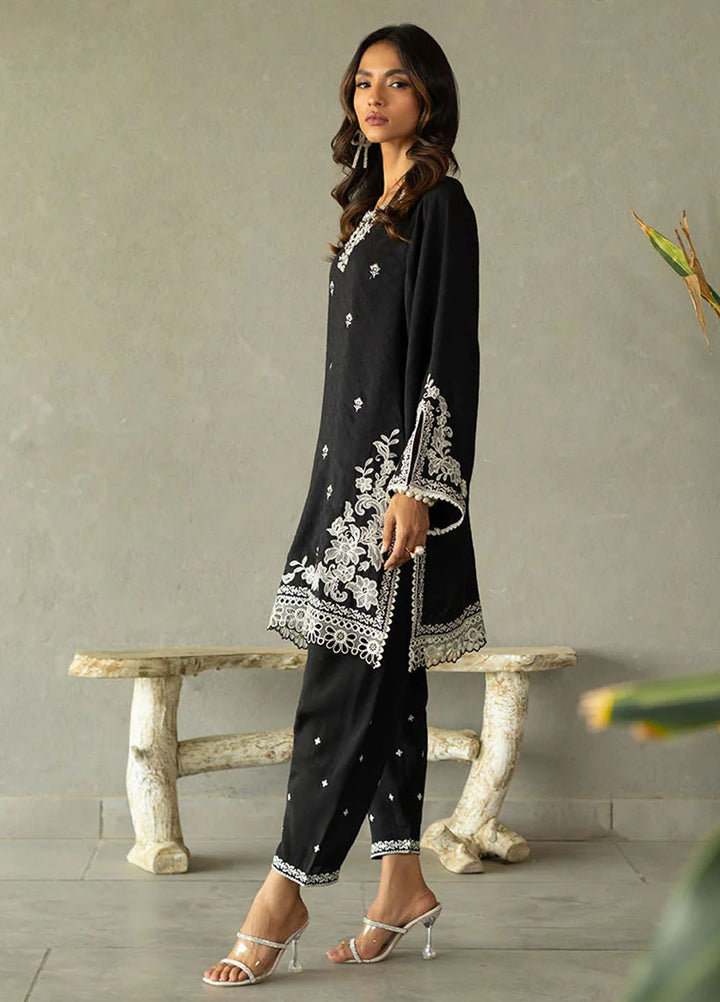 Dhanak Pret Embroidered Jacquard 2 Piece Suit SS24DA-2368 BLACK