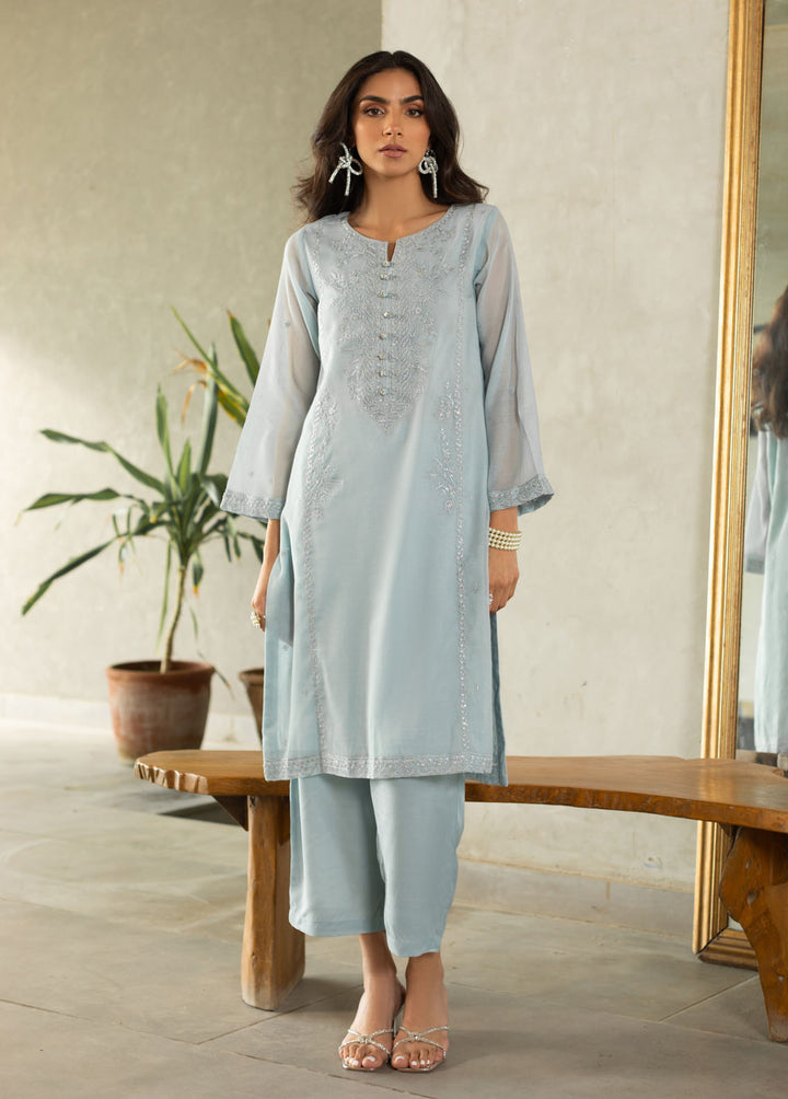 Dhanak Pret Embroidered Khaadi Net Kurti DA-2222 LIGHT-GREY