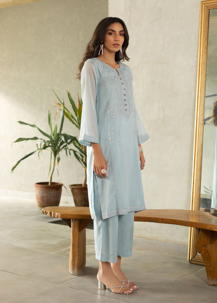 Dhanak Pret Embroidered Khaadi Net Kurti DA-2222 LIGHT-GREY