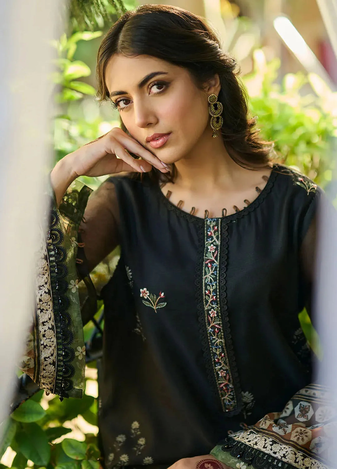 Dhanak Pret Embroidered Khaadi Net 2 Piece Suit SS24DA-2391 Black