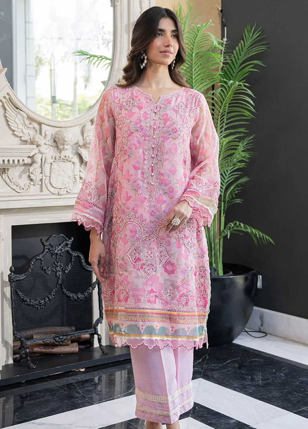 Dhanak Pret Embroidered Khaadi net 2 Piece Suit SS24DA-2433