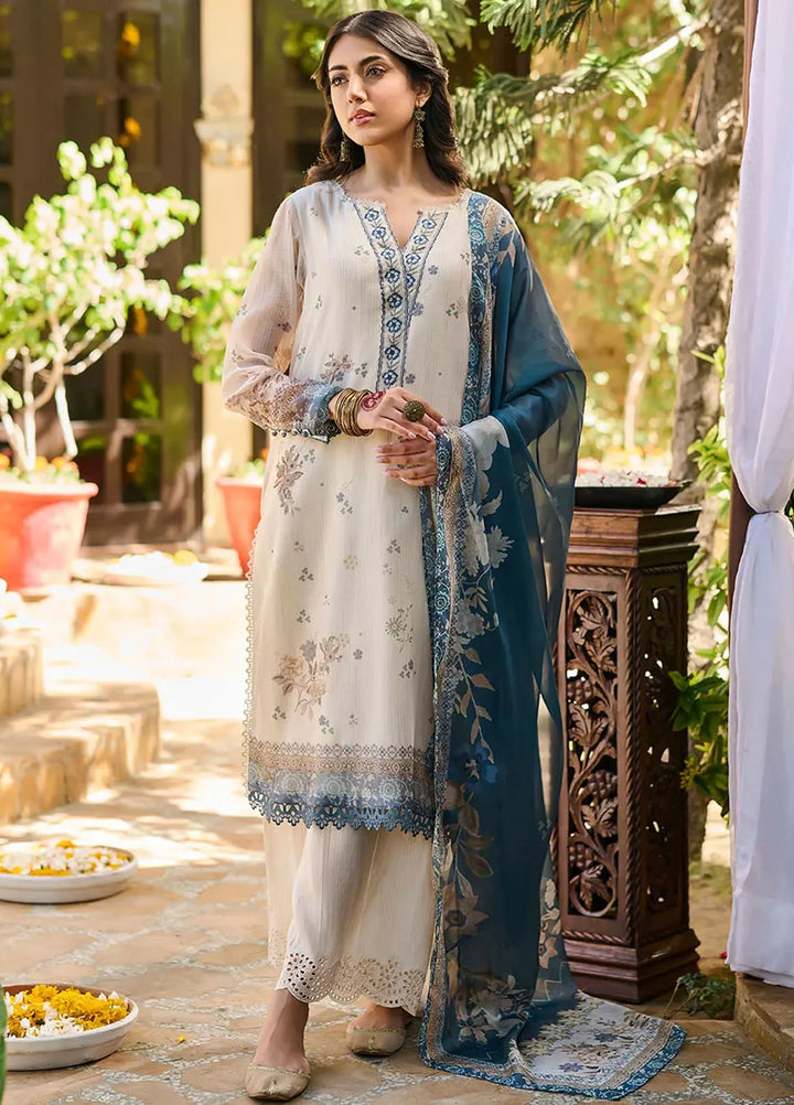 Dhanak Pret Embroidered Khaadi Net Kurtie SS24DA-2390 Beige