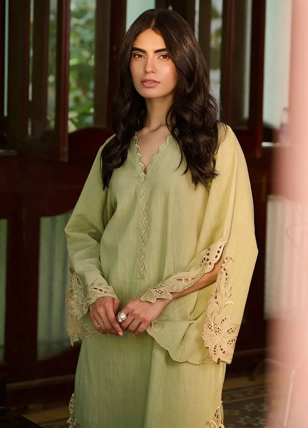 Dhanak Pret Embroidered Lawn 2 Piece Suit SS24DC-2324 Light Green